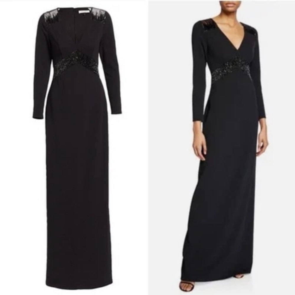 Elegant Halston Long Sleeve Evening Dress